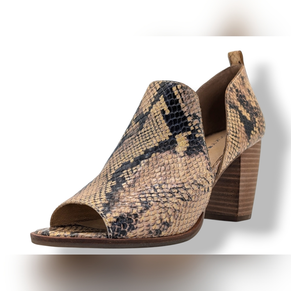 Lucky Brand LK-Junai Women's Size 7M Genuine Leather Snakeskin Peep Toe Heels - Picture 4 of 17